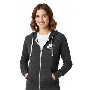 Nike Hoodie Sportswear Gym Vintage Women's Full Zip Size Medium Gray EUC